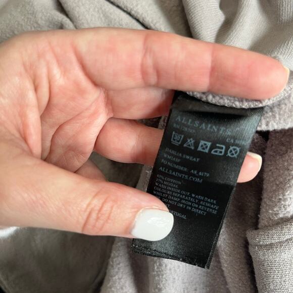 AllSaints Dahlia Gray Sweatshirt Cardigan Sweater Size XS - Picture 4 of 7